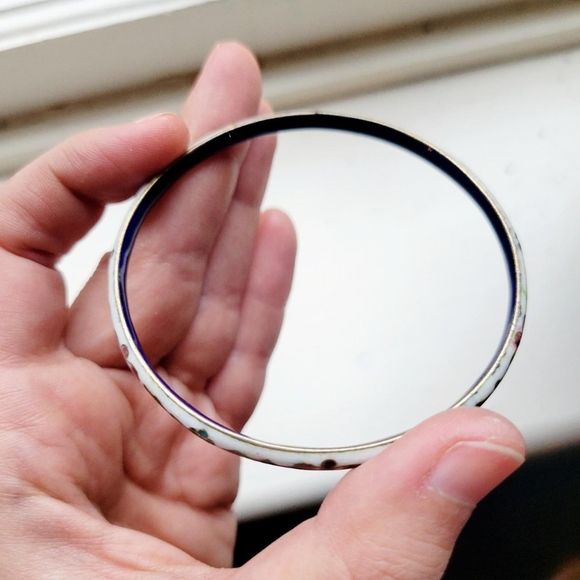 Vintage Cloisonne Floral Bangle Bracelet - Picture 8 of 8